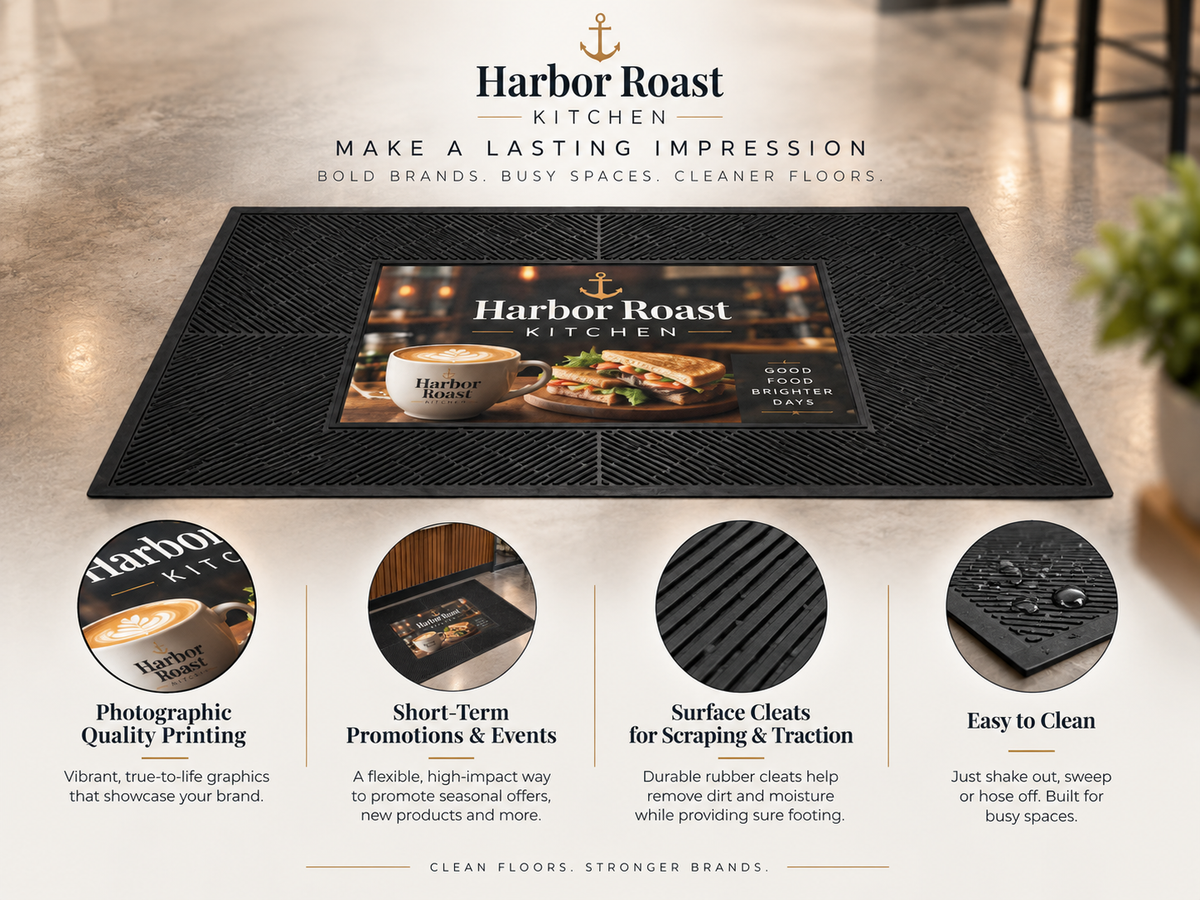 POP Scrape Custom Logo Mat features and benefits