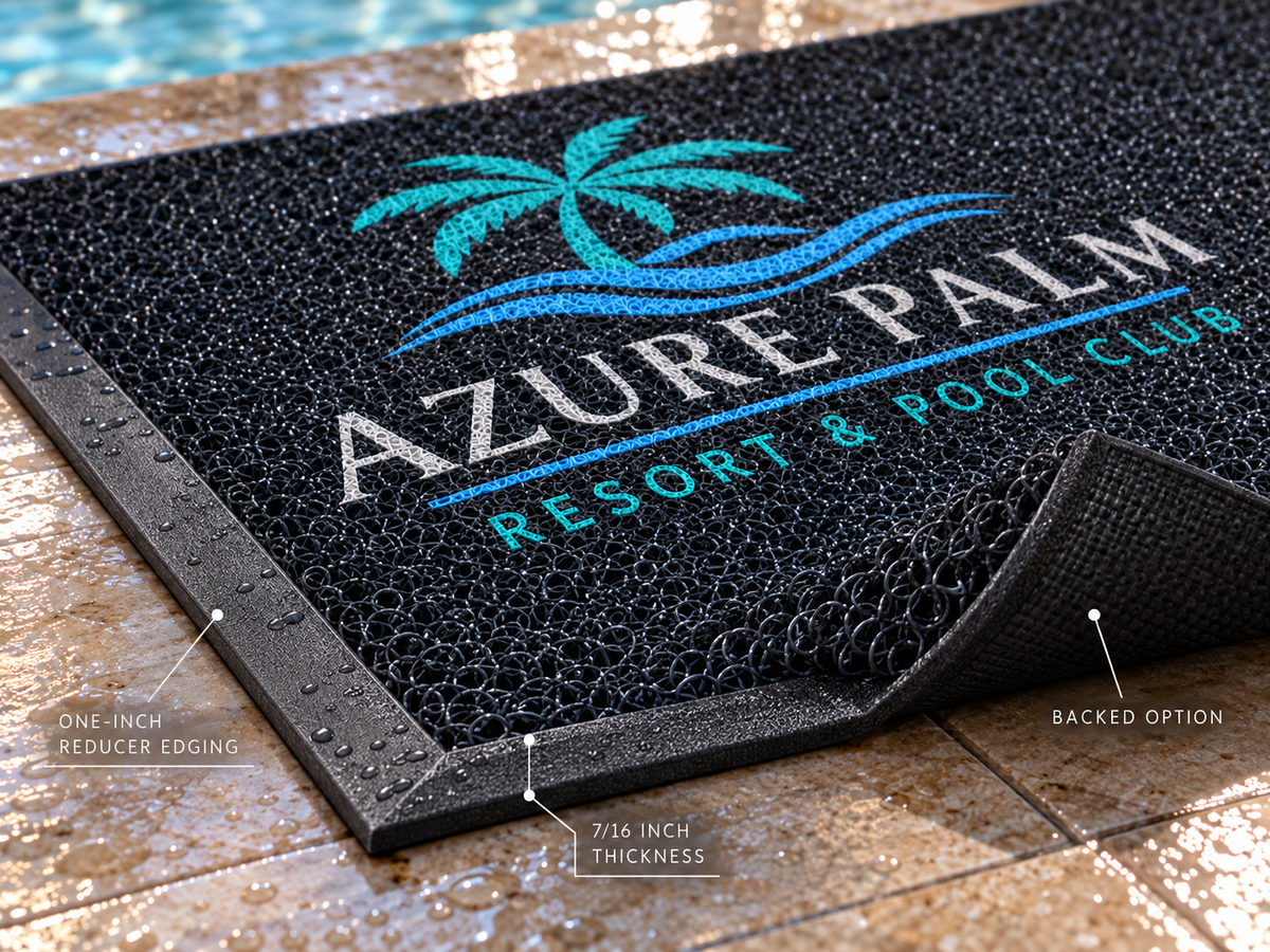 Spaghetti Image Logo Mat edge and backing construction