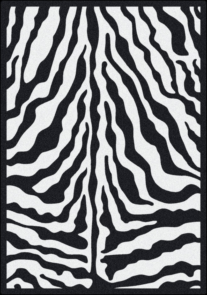 Zebra Glam Black Ink Black amp; White Collection Area Rug