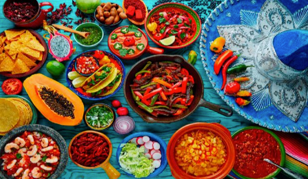 Delicious spread of Mexican food
