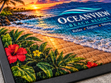 Close-up of Channel Impressions HD Logo Mats surface texture and logo detail