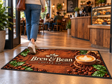 Computer Dyed Photorealistic Logo Mat with Vinyl Backing shown in a commercial setting