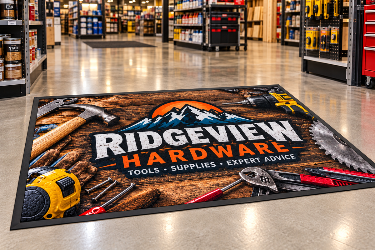 Computer Dyed Photorealistic Logo Mat with Rubber Backing custom mat product view