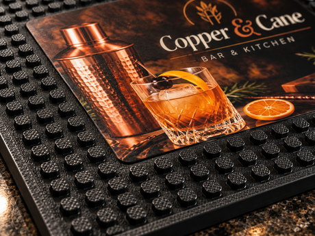Close-up of Bar Impressions surface texture and logo detail