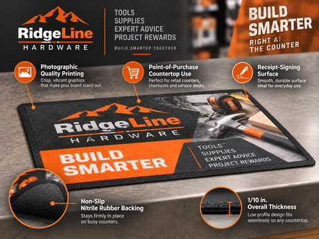 Counter Custom Logo Mat features and benefits