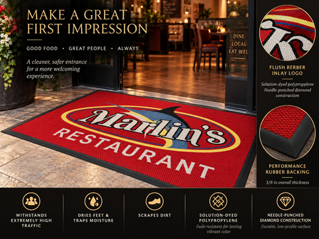 Custom Berber Inlay Logo Mat features and benefits