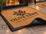 Designer Coir Custom Logo Mat edge and backing construction