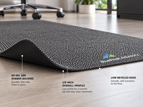 Desk Impressions Custom Logo Mat edge and backing construction
