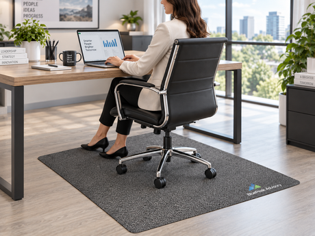Desk Impressions Custom Logo Mat shown in a commercial setting