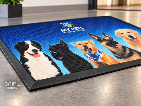 Full Color Rubber P.O.P. Custom Logo Mat edge and backing construction
