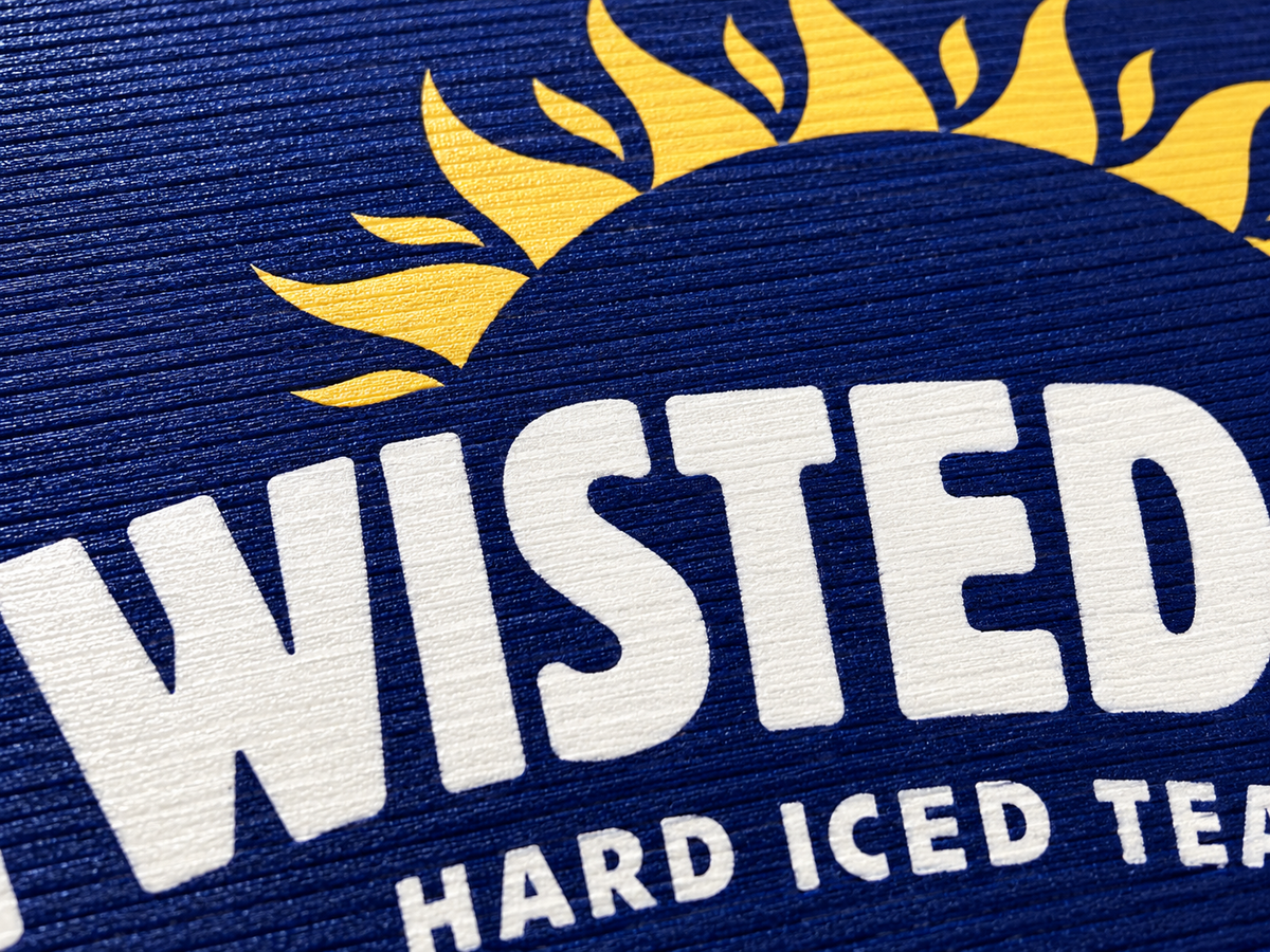 Close-up of Media Rubber Custom Logo Mat surface texture and logo detail