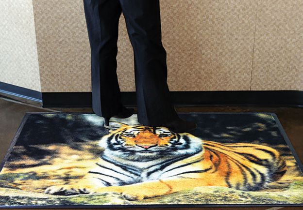 Computer Mat Tiger Computer Dyed Photorealistic Logo Mat with Vinyl Backing | Made in the USA