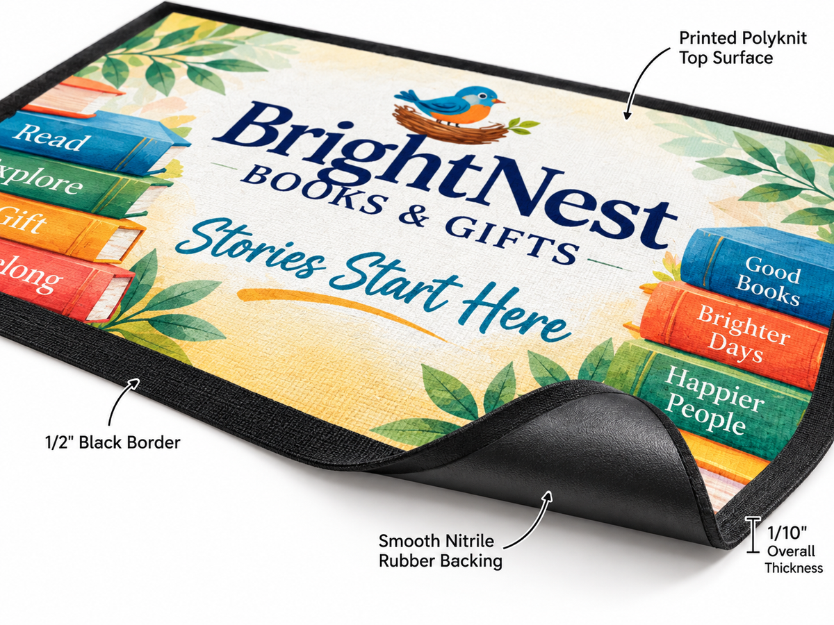 POP Promotional Logo Mat edge and backing construction