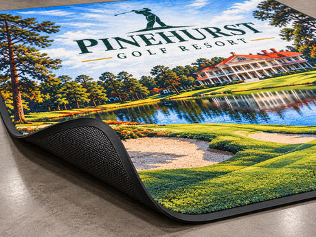 TradeshowXL Custom Logo Rug edge and backing construction
