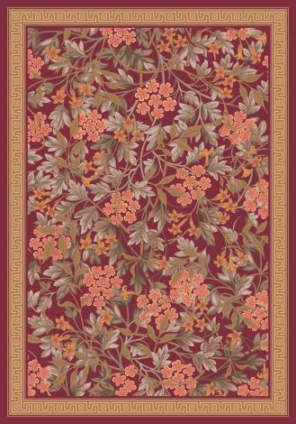 Delphi Damask Red Pastiche Collection Area Rug
