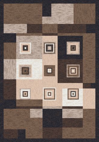 Bloques Brown Leather Pastiche Collection Area Rug