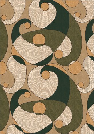 Remous Deep Olive Pastiche Collection Area Rug