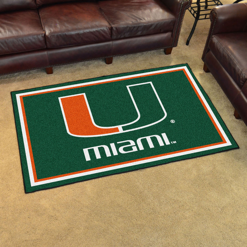 University of Miami Collegiate 4x6 Plush Rug