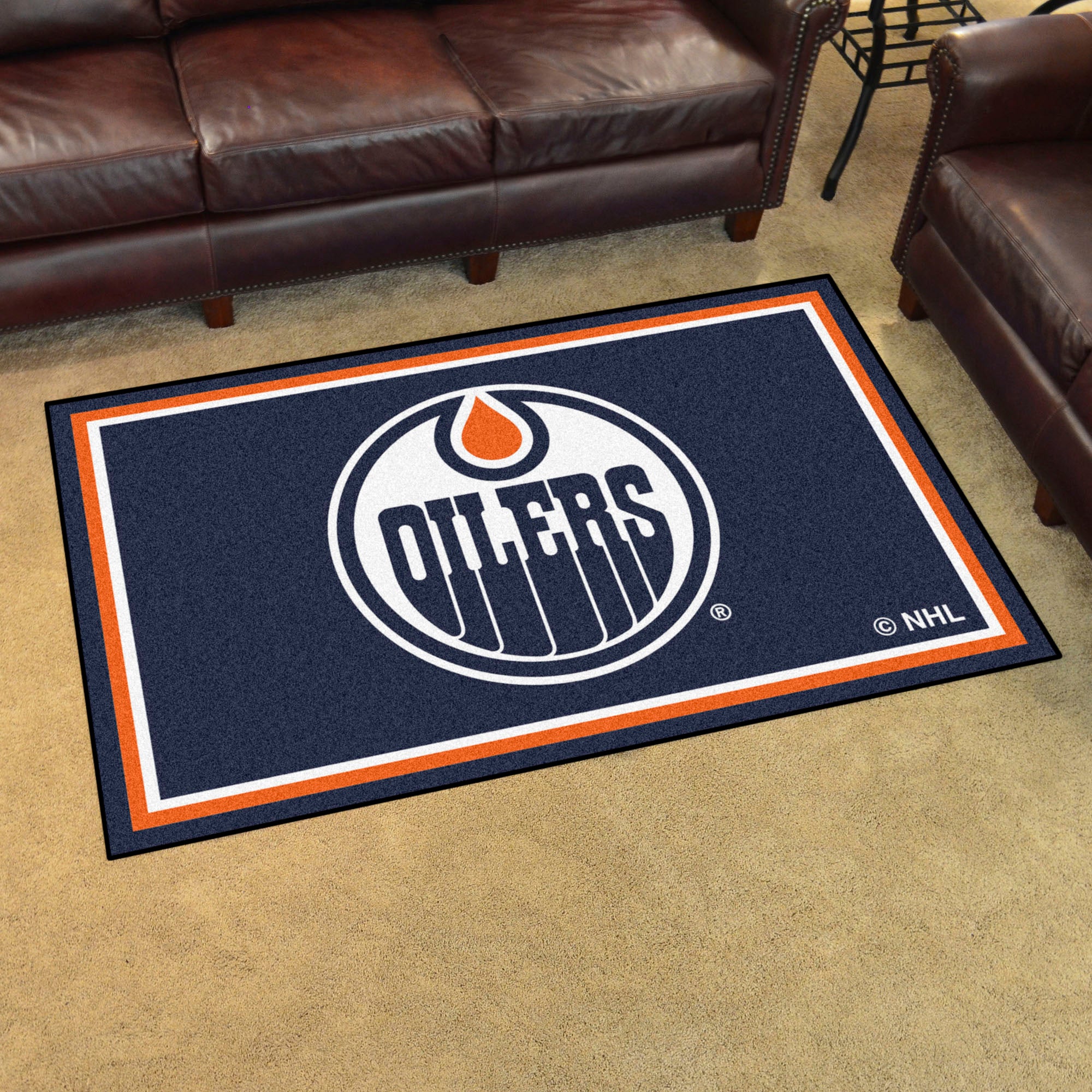 Edmonton Oilers NHL 4x6 Plush Rug | Made in the USA | Custom-Mats.com