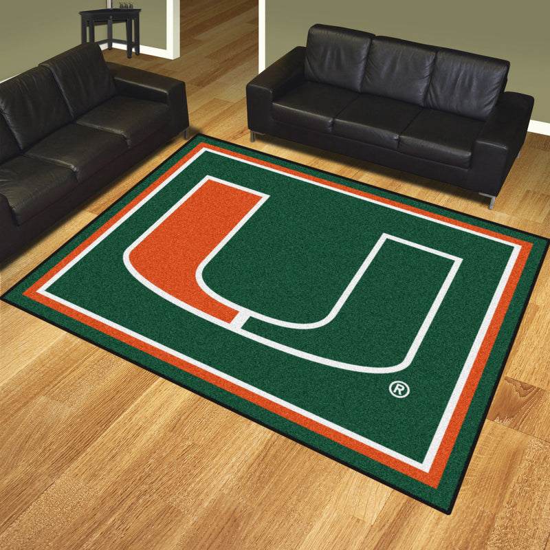 University of Miami Collegiate 8x10 Plush Rug