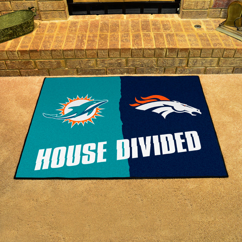 House Divided - Dolphins / Broncos NFL Mats