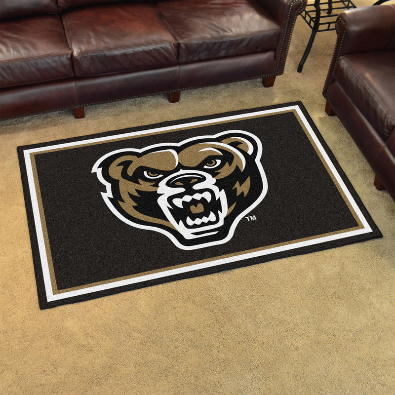 Oakland University Collegiate 4x6 Plush Rug