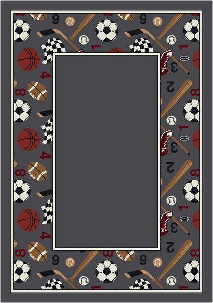 Good Sports Border Theme Rugs 2 Collection Area Rug