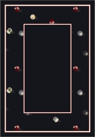 Billiards Border Theme Rugs 2 Collection Area Rug | Made in the USA