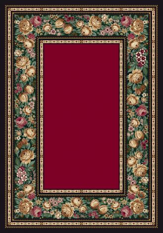 English Floral Ruby Innovations Collection Area Rug