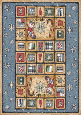 Patch Of Snow Patchwork Holiday Collection Area Rug