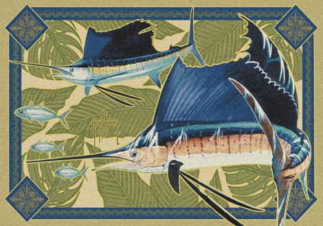 Sailfish Modern Guy Harvey Collection Area Rug | Made in the USA