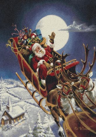 Santa's Big Night Midnight Holiday Collection Area Rug
