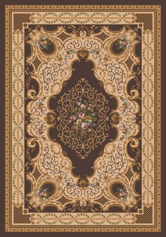 Valette Brown Leather Kashmiran Pastiche Collection Area Rug