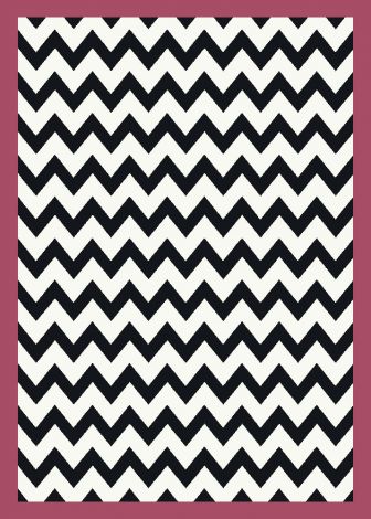 Vibe Border Pink Black & White Collection Area Rug