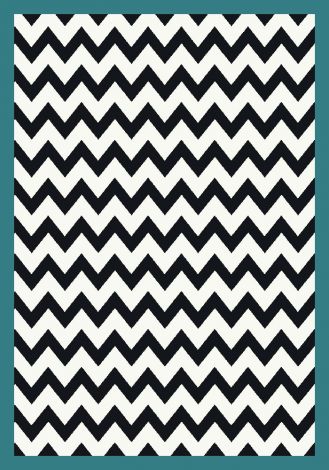 Vibe Border Turquoise Black & White Collection Area Rug
