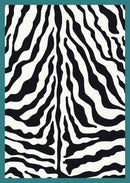 Zebra Glam Aqua Black amp; White Collection Area Rug